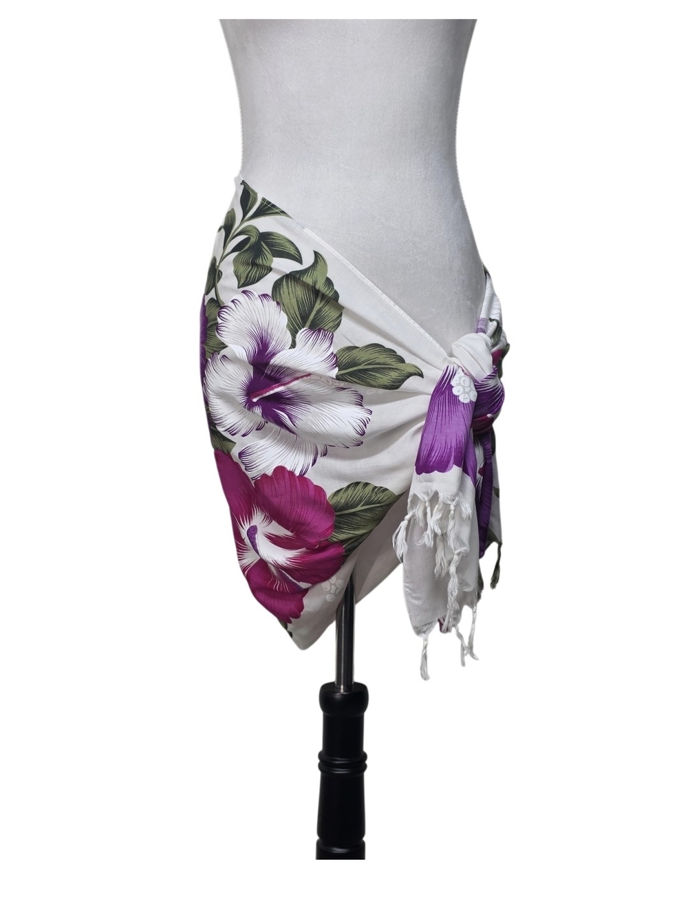 Women’s White & Purple Floral Sarong Cover-Up